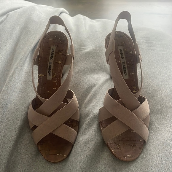 manolo blahnik lasti cork sling backs - Picture 2 of 5